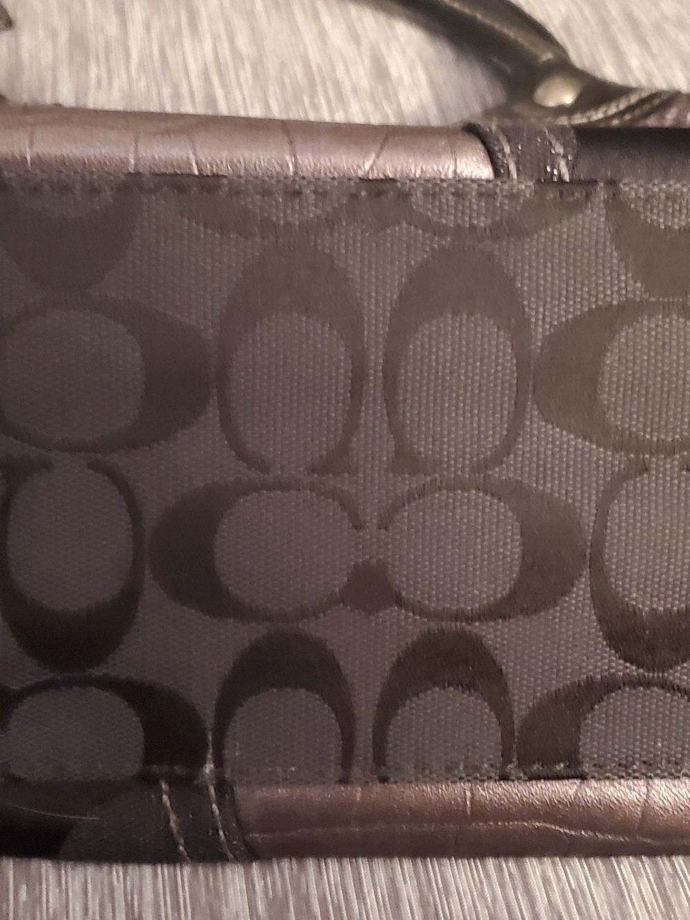 Coach Patchwork Shoulder Bag in Gray, Black and Purple Accents - Picture 3 of 6